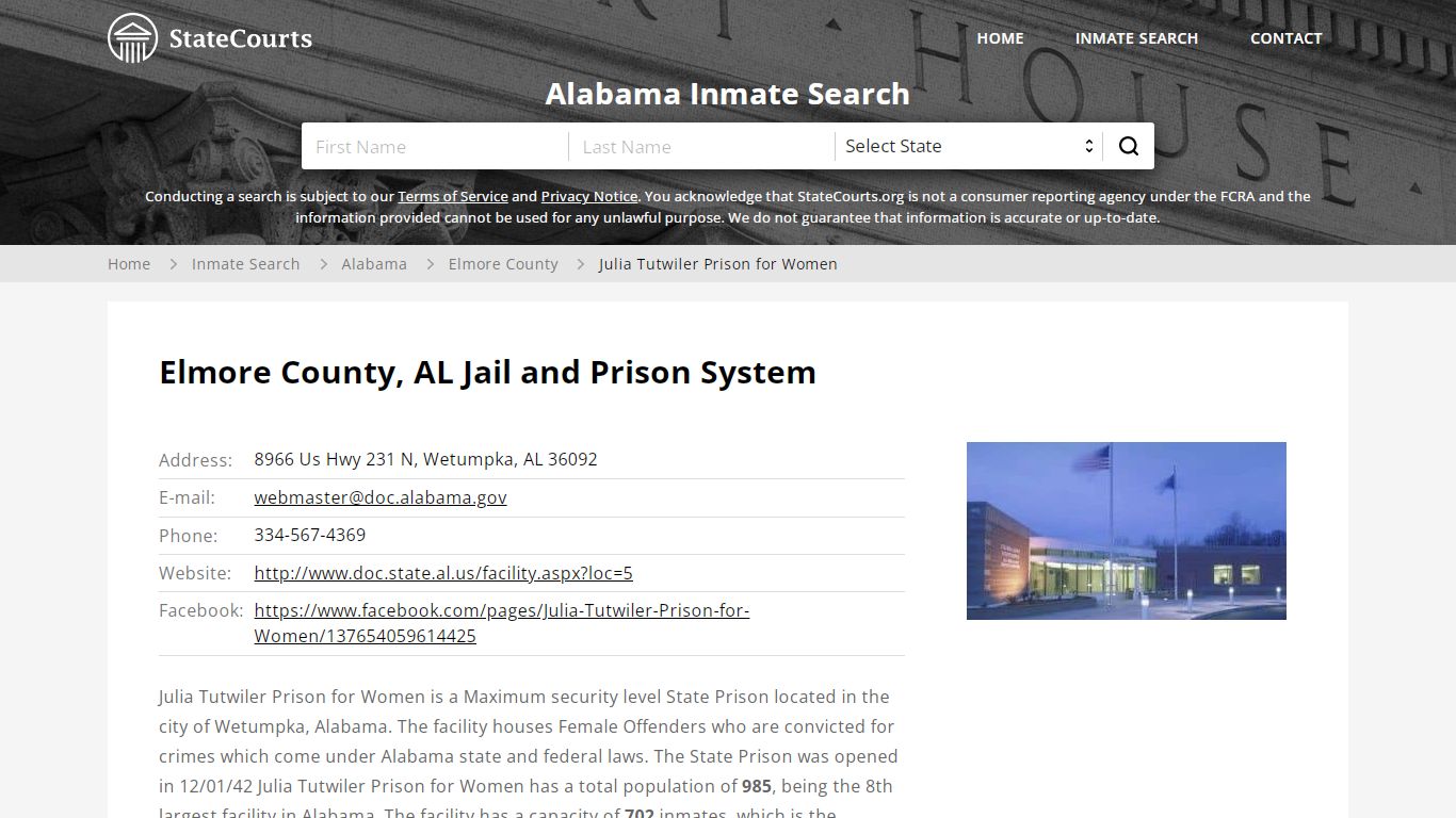 Julia Tutwiler Prison for Women Inmate Records Search, Alabama ...